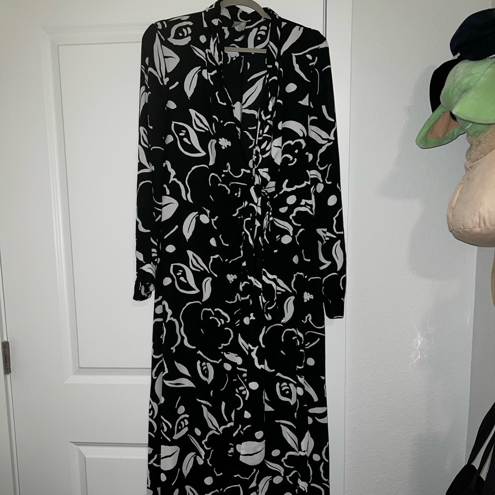 ASOS Black and White Floral Maxi Dress